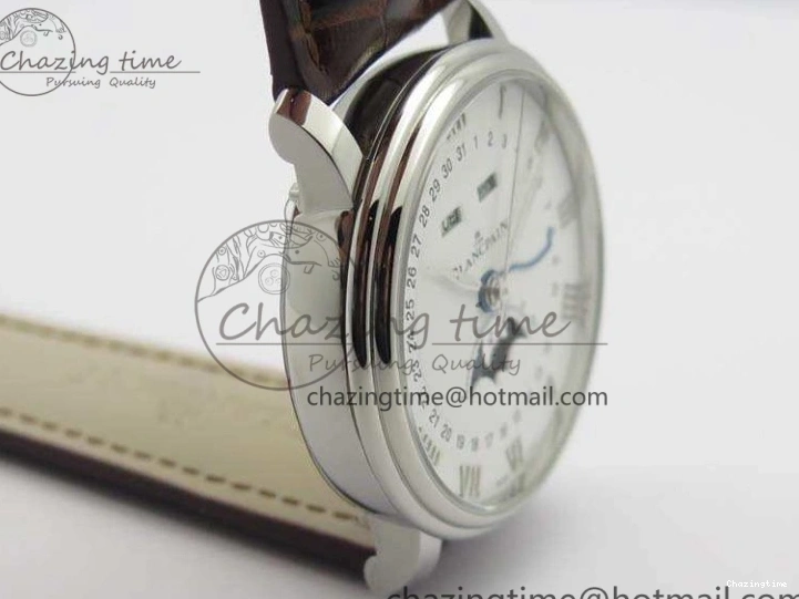 0416 FreshLook Villeret 6654 SS Complicated Function OMF 1:1 Best Edition White Dial On Brown Leather Strap A 8119